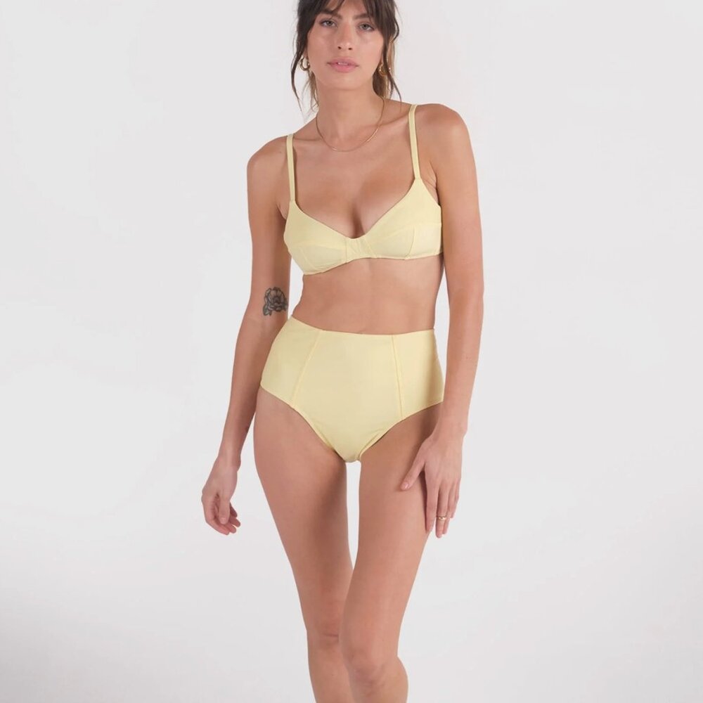 COPY - Galamaar Swim Suit Mellow Yellow Simone Top (S) & High Bottom (XS)